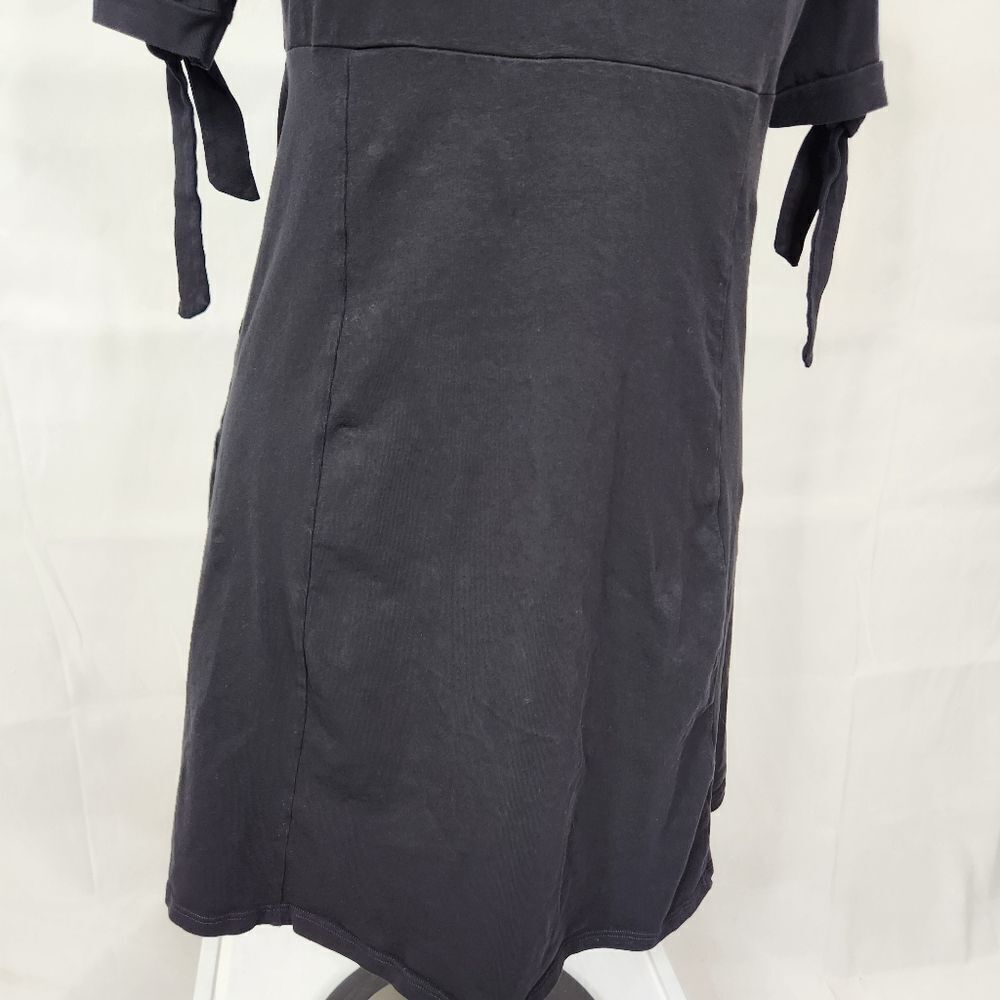 ASOS LBD Black Cuffed Tie Sleeve A-Line Mini Dress Sz 12 - Picture 4 of 13